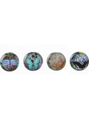 PremiumPort 4'lü Doğa Temalı Cam Buzdolabı Magnet Seti, Şık ve Dayanıklı