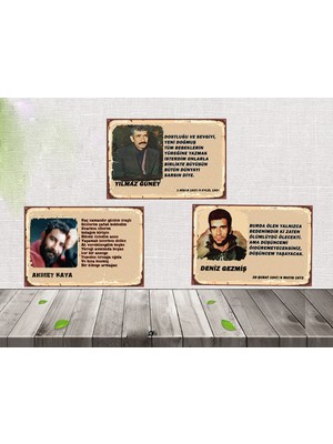 PremiumPort Deniz Gezmiş, Yılmaz Güney ve Ahmet Kaya Temalı 20X30 cm Mdf Tablo Seti