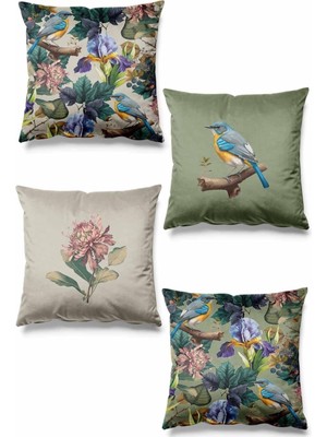 PremiumPort Ekvator Desenli Çift Taraflı Süet 4'lü Kırlent Kılıfı, Şık ve Modern Tasarım