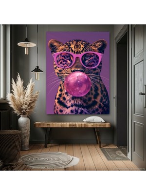 PremiumPort Pembe Leopar Sakız Kanvas Tablo, Şık ve Modern Dekorasyon Parçası