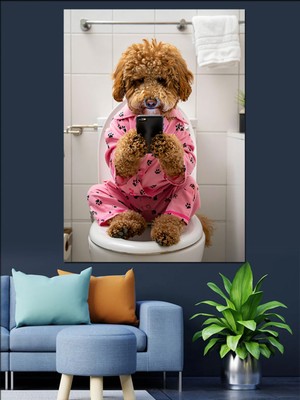 PremiumPort Sevimli Köpek Temalı Dekoratif Kanvas ve Mdf Tablo, Şık Hediye Alternatifi
