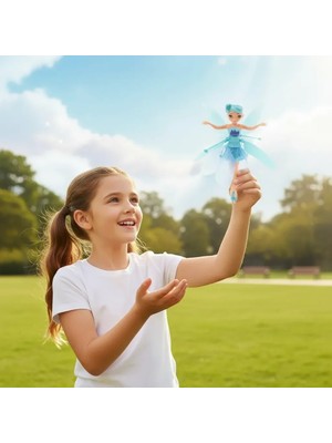 Karahanbey Uçan Peri Oyuncak USB Kablolu ve Şarj Edilebilir Oyuncak Bebe Mavisi