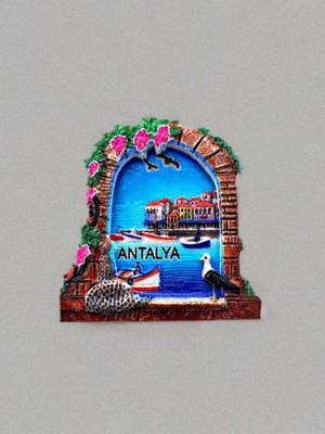 PremiumPort Antalya Temalı Kabartmalı Polyester Magnet 6,5cm x 8cm, Şık Dekoratif Aksesuar
