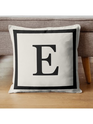 PremiumPort E Harfi Kırlent Kılıfı 43X43 Cm, Dekoratif ve Hediyelik Yastık Kılıfı
