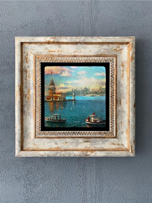 PremiumPort Şık Taş Desenli Çerçeveli Duvar Dekoru 20X20 cm