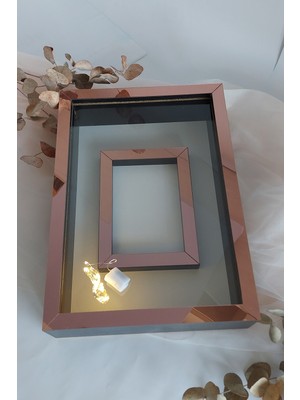 PremiumPort Ledli Siyah-Rose Gül Kutusu ve Fotoğraf Çerçevesi, Şık Dekorasyon