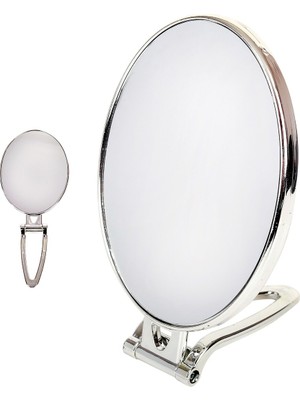 PremiumPort Çift Taraflı 5 Inç Gümüş Renkli Makyaj Aynası K-5198