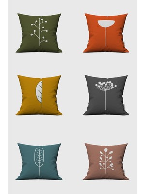 PremiumPort 6'lı Paradise Desenli Çift Taraflı Süet Kırlent Kılıfı Seti