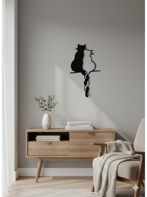 PremiumPort Minimalist Kedi Silüeti Duvar Dekoru 16X30 Cm, Şık ve Modern Tasarım