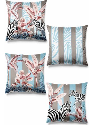 PremiumPort Zuma Desenli Süet Kırlent Kılıfı 4'lü Set, Çift Taraflı Baskı Tasarımı