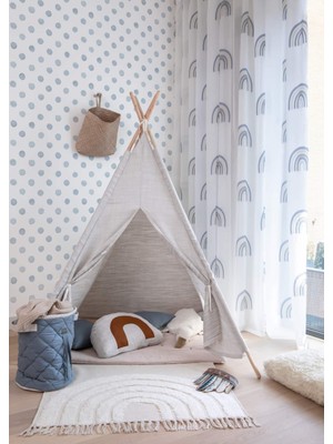 PremiumPort Çocuk Odası Duvar Kağıdı, Açık Mavi Puantiye, 5,33 M²