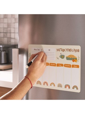 PremiumPort Pratik Haftalık Yemek Planlayıcı Magneti, Buzdolabına Dekoratif Tasarım
