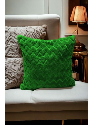 PremiumPort Yeşil Zikzak Desenli Dekoratif Yastık Kılıfı 43X43 cm
