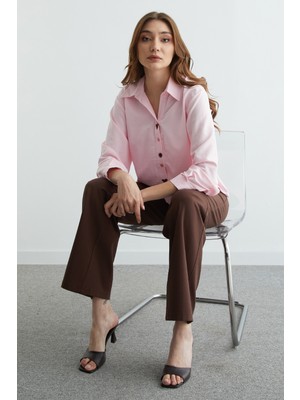 FullaModa Kalp ve Güneş Nakışlı Salaş Gömlek