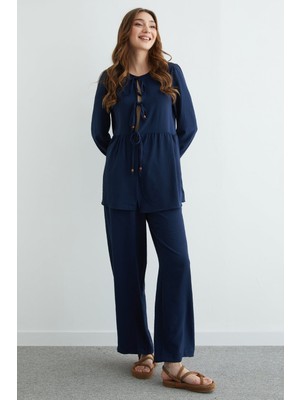 FullaModa Fullamodest Önü Bağlamalı Ayrobin Kimono 2 Li Takım