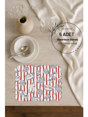 PremiumPort Lazer Kesim 6'lı Amerikan Servisler, Dikişsiz Süet Kumaş, 45×35 cm