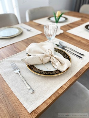 PremiumPort 8'li 35X50CM Pamuk Keten Amerikan Supla ve Peçete Seti