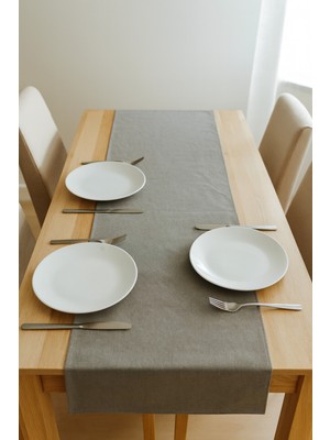 PremiumPort Gri Şık Masa Runnerı 50X150 Cm, Modern ve Zarif Masa Örtüsü