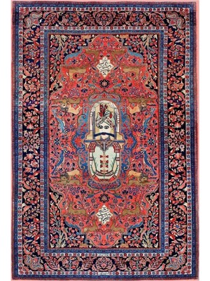 PremiumPort El Yapımı Iran Halısı Tablo, Ahşap Çerçeveli Dekorasyon Parçası