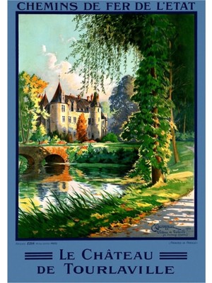 PremiumPort Fransa Tourlaville Temalı Ahşap Dekoratif Seyahat Tablo