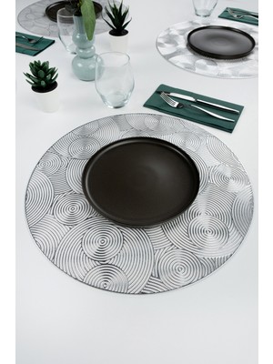 PremiumPort 4'lü Yuvarlak Desenli Supla Seti, 38 Cm, Ev ve Sofra Dekorasyonu