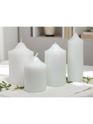 PremiumPort 4'lü Silindir Mum Seti, 7-12 cm Çeşitli Boyutlarda, Şık ve Dekoratif Ürün