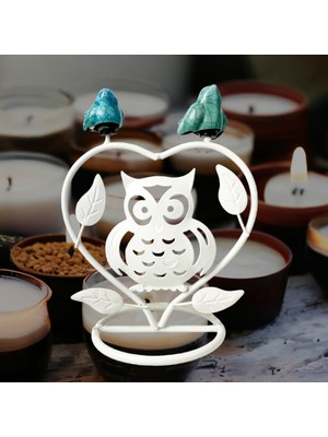 PremiumPort Ferforje Baykuş Tealight Mumluk, Şık ve Dayanıklı Tasarım