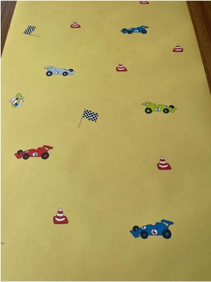 PremiumPort Sarı Araba Desenli Çocuk ve Bebek Odası 5m² Ithal Duvar Kağıdı