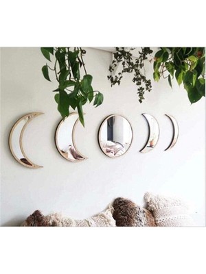 PremiumPort Şık Ay Evresi Duvar Ayna Seti, Pleksi Kırılmaz, Modern Dekorasyon Için