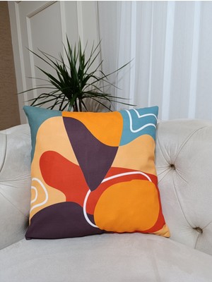 PremiumPort Renkli Geometrik Desenli Çift Taraflı Mikro Petek Kırlent Kılıfı