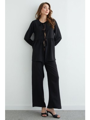 FullaModa Fullamodest Önü Bağlamalı Ayrobin Kimono 2 Li Takım