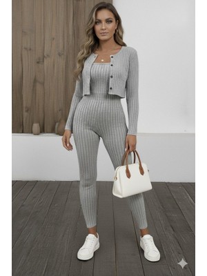 Marsilyan Kadın Uzun Kollu Şardonlu Kaşkorse Straplez ile Kısa Önden Düğmeli Ceket Ikili Takım