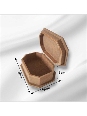 PremiumPort Çok Amaçlı Ahşap Sekizgen Kutu, Boyanabilir ve Dekoratif Takı, Makyaj, Aksesuarlar Için