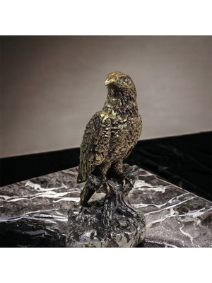 PremiumPort Şık Altın Renk Kartal Biblo Heykel, Ev ve Ofis Masa Aksesuarı