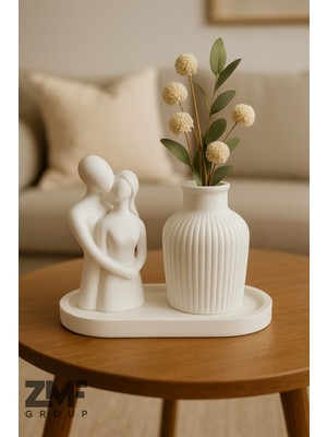 PremiumPort Şık Iskandinav Tarzı Pampas Vazo ve Biblo Seti, Evinize Zarif Dokunuş