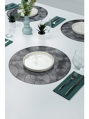 PremiumPort 6'lı Yuvarlak Desenli Supla Amerikan Servis Seti 38 cm Ev Dekorasyonu