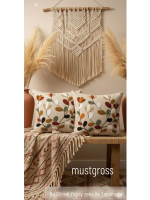 PremiumPort Nakışlı 2'li Kırlent Kılıfı 43X43CM, Dekoratif ve Şık Tasarım