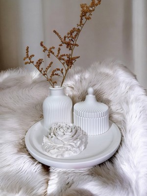 PremiumPort Şık 4'lü Bohem Dekoratif Vazo ve Gül Seti, Modern Ev Süsleri