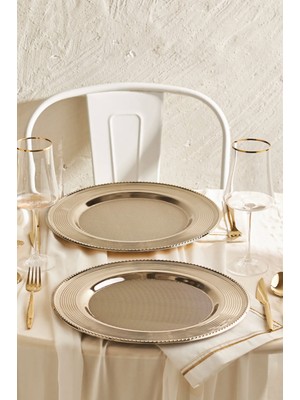 PremiumPort Şık 35 cm Metal Supla Tabak, Zarif ve Dayanıklı Tasarım