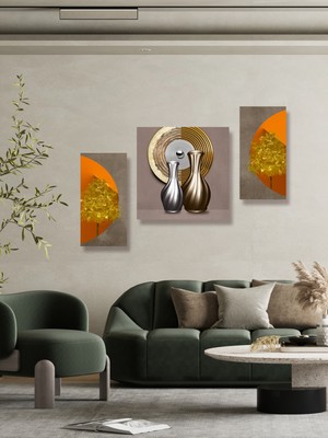 PremiumPort Modern 3D Sanatsal Dekoratif Tablo Seti, Şık ve Eşsiz Tasarım