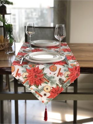 PremiumPort Kokina Çiçeği Runner, Yılbaşı ve Noel Sofralarına Şık Dokunuş