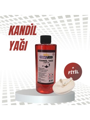 PremiumPort Kırmızı Kandil Yağı, Kokusuz ve Dumansız Iç Mekan Gaz Lambası Yakıtı 400 ml + 1 Metre Fitil