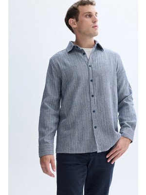 Jakarlı Regular Fıt Uzun Kollu Gömlek