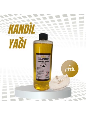 PremiumPort Sarı Kandil Yağı 400 ml + 1 Metre Fitil, Iç Mekan Gaz Lambası Seti
