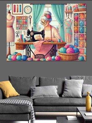 PremiumPort El Yapımı Kadın Figürlü Dekoratif Kanvas ve Mdf Ahşap Tablo