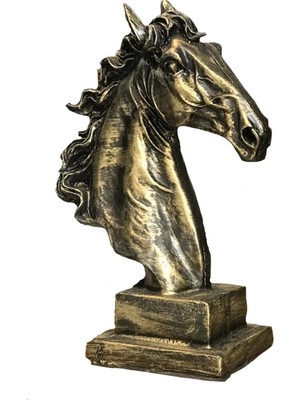 PremiumPort Modern Altın Rengi Dekoratif At Başı Biblo, Şık ve Zarif Ev Dekoru