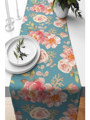 PremiumPort Şık Rozales Desenli Süet Dokuma Evinize Zarafet Katacak 140X40 cm