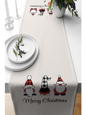 PremiumPort Yılbaşı Kırmızı Santa Desenli Süet Dokuma Yatak Örtüsü 140X40 cm