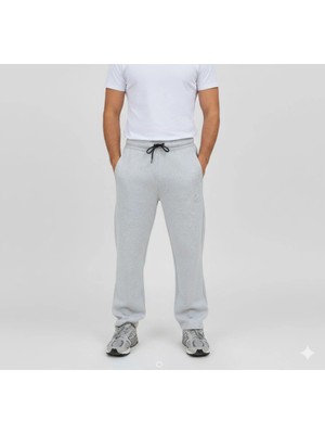 Marsilyan Erkek Üç Iplik Kışlık Pamuklu Ovarsize Bağcıklı Düz Paça Cepli Eşofman Altı Spor Rahat M