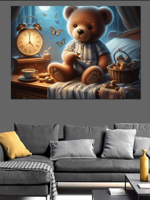 PremiumPort Sevimli Ayıcık Dekoratif Kanvas ve Mdf Ahşap Tablo, Şık ve Hoş Tasarım